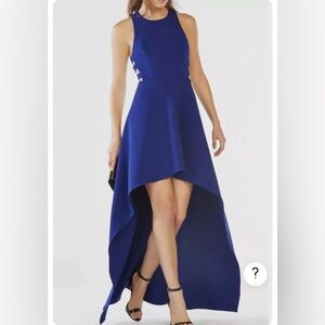 BCBGMAXAzria Roslyn Gown with hi-low hem and cutouts